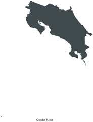 Map of Costa Rica. A country in Central America. Elegant Black Edition