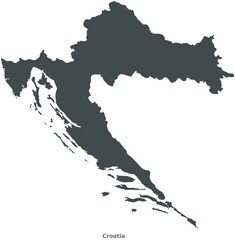 Map of Croatia. A country in Southeastern Europe. Elegant Black Edition