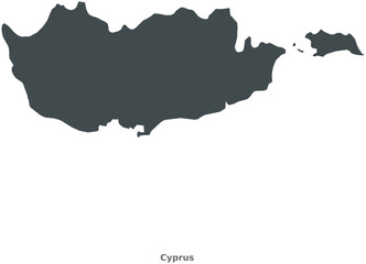 Map of Cyprus. A country in Eastern Mediterranean. Elegant Black Edition