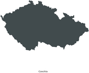 Map of Czechia. A country in Central Europe. Elegant Black Edition