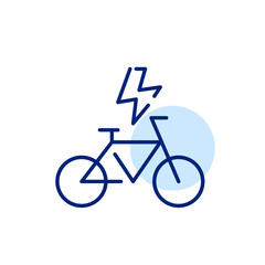 Electric bike. Lightning and bicycle. Pixel perfect, editable stroke icon