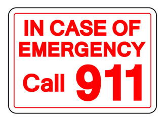 Call 911 In Case Of Emergency Symbol Sign, Vector Illustration, Isolate On White Background Label. EPS10