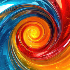 Colorful swirls of red, orange, blue, yellow.  Fluid material 