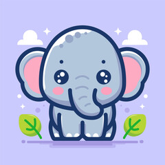 Cute elephant illustration, with flat vector concept