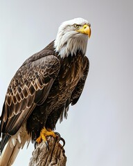 Fototapeta premium the Bald Eagle standing on old wood AI Generative