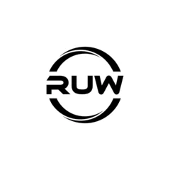 Fotobehang RUW letter logo design with white background in illustrator, cube logo, vector logo, modern alphabet font overlap style. calligraphy designs for logo, Poster, Invitation, etc. © Mamunur