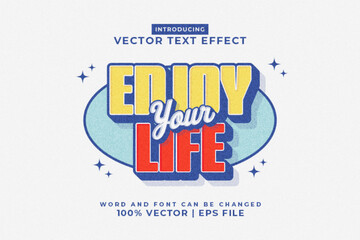 Editable text effect Enjoy Your Life 3d 70s style premium vector