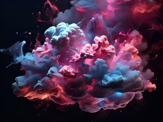 Fototapeta premium Abstract Blue and Pink Neon Smoke Clouds