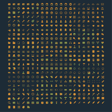icon set collection for education, technology, finance, e-commerce, medical, graphics, email, tools...