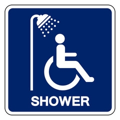 Accessible Shower Symbol Sign,Vector Illustration, Isolated On White Background Label. EPS10