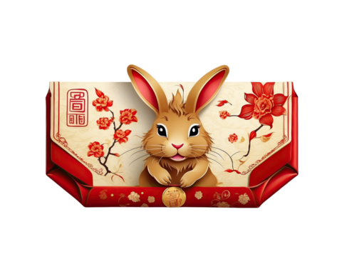 Lucky Money Envelope Chinese New Year on isolated transparent background