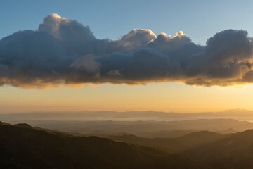 Beautiful Mountain View sunset in Costa Rica Santa Elena monteverde nature blue and orange