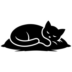 A Cat Sleeping with pillow vector silhouette, white background