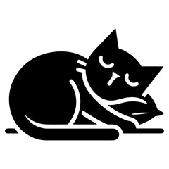 A Cat Sleeping with pillow vector silhouette, white background