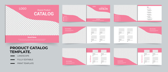 creative beauty product catalog layout design 12 pages - obrazy, fototapety, plakaty