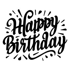 Happy birthday text effect vector art illustration, happy birthday silhouette