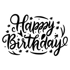 Happy birthday text effect vector art illustration, happy birthday silhouette
