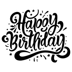Happy birthday text effect vector art illustration, happy birthday silhouette