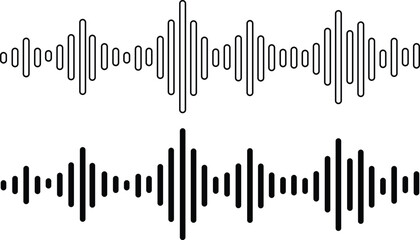Set of radio Wave icon. Monochrome simple sound wave on transparent background. Vector sound wave icon. Music player sound bar. Record interface. Equalizer icon with soundwave line. used for mobile. - obrazy, fototapety, plakaty
