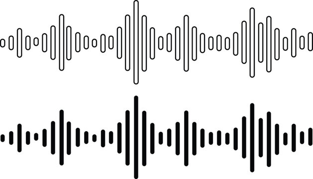 Set of radio Wave icon. Monochrome simple sound wave on transparent background. Vector sound wave icon. Music player sound bar. Record interface. Equalizer icon with soundwave line. used for mobile.