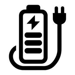 Battery Charging Icon vector art illustration black color