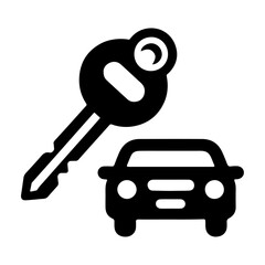 Car Key Icon vector art illustration, black color icon