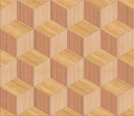 Cube blocks abstract background with emboss wood pattern. 3d fine art wooden floor or wall style © Khang