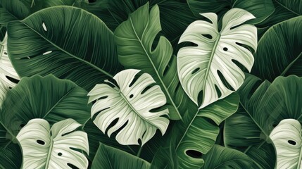 Wallpaper made of palm leaves tropical leaves pattern illustration