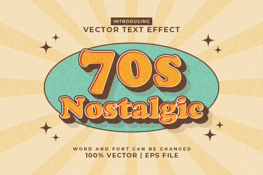 Editable text effect 70s Nostalgic 3d Retro style premium vector