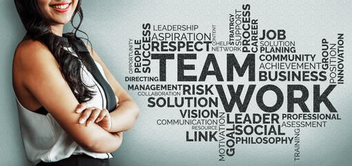Teamwork and Business Human Resources - Group of business people working together as successful...