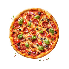 pizza isolated on transparent white background.
