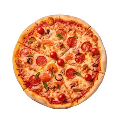 pizza isolated on transparent white background.