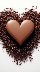 Chocolate heart and chocolate pieces on a white background ,Chocolate day, Valentines Day, Valentines week 