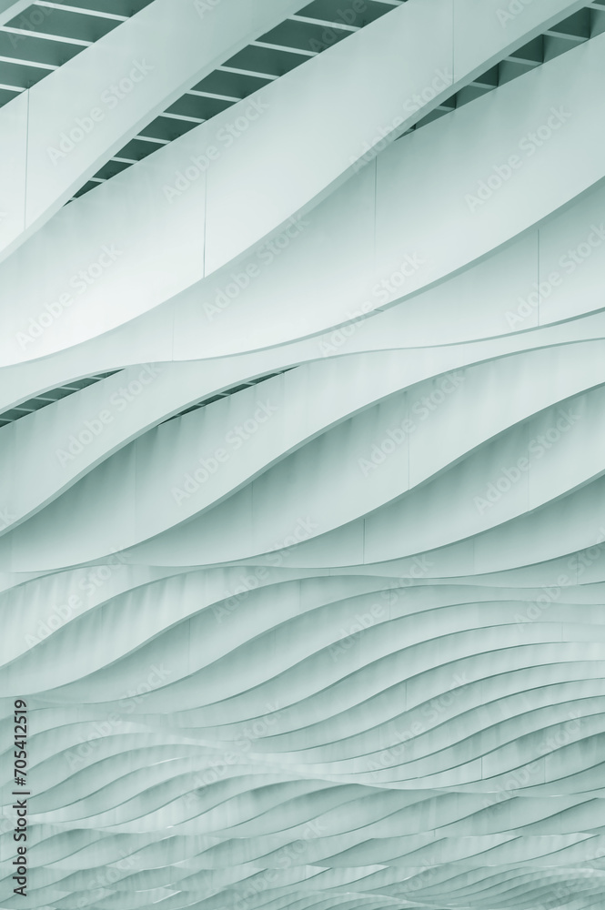 Poster Interior view of wave-shaped pattern in modern architecture