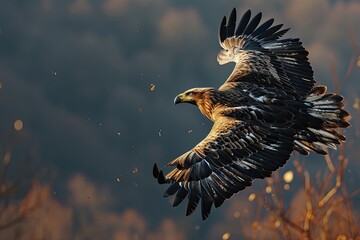Secretary White-tailed Eagle flying on the sky AI Generative