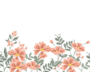 Hand Drawn Vintage Wild Flower Background
