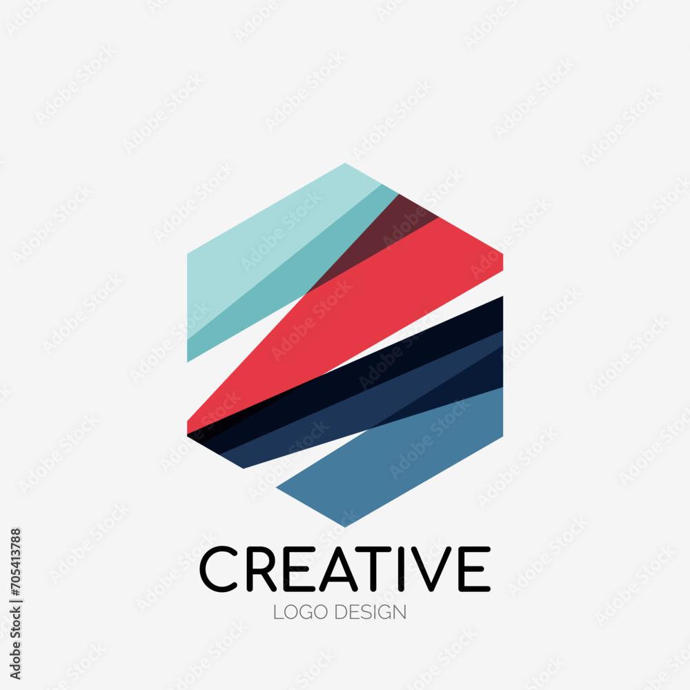 Poster Modern abstract logo design. Geometric vector art. Clean overlapping lines and abstract shapes. Perfect for modern brand