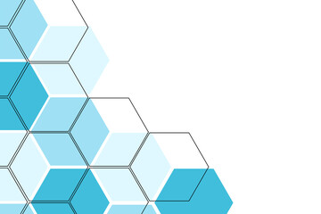 Abstract Blue and Black Hexagon on White Background abstract 