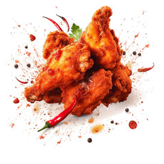 fried chicken wings on a white background.

 - obrazy, fototapety, plakaty