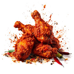 fried chicken wings on a white background.

 - obrazy, fototapety, plakaty
