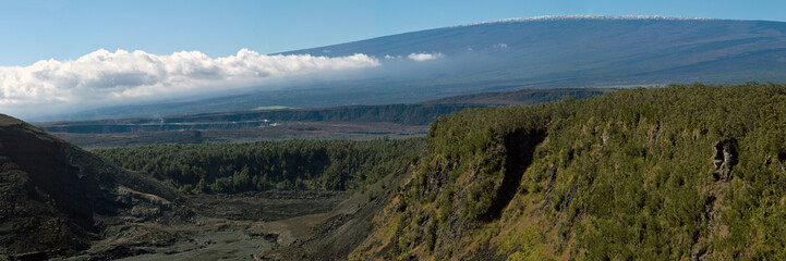 Kilauea Iki Overlook, Volcano National Park, Big Island, Hawaii, Mauna Loa in the background
