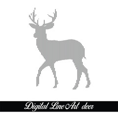 Digital Line Art Deer Vector Design Creative Concept