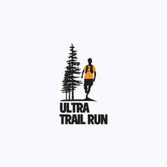 Ultra Trail running logo vector illustration on white background