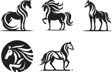 set of horse silhouette logo