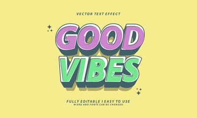 3d editable good vibes text effect style