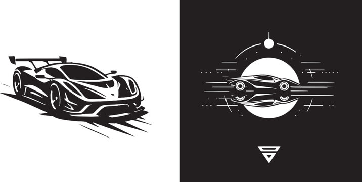 set of supercar logo silhouette