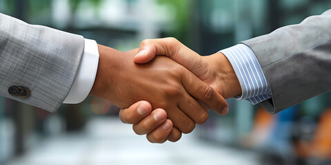 Firme aperto de mão entre profissionais de negócios, simbolizando um acordo, parceria ou contrato bem-sucedido