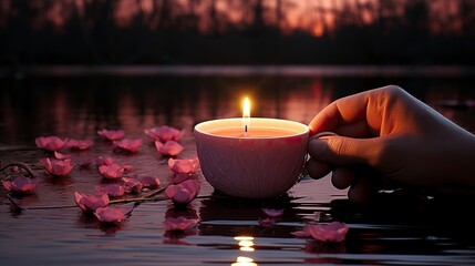   couple holding hands during Breakfast near sunrise,Valentines Day, Propose day,  Valentines Day date. 