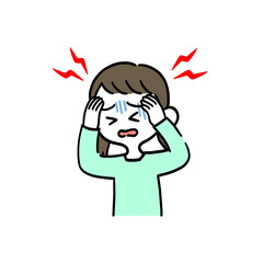 頭痛に苦しんでいる女の子
