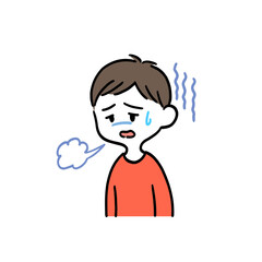 気分が落ち込んで疲れた表情の男の子